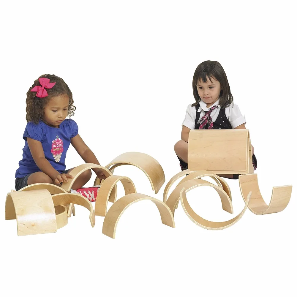 Early learning center rainbow shape block wooden arches kids educational toy for kids