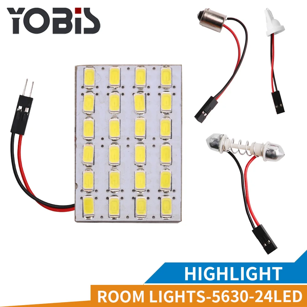 Brand New Car White 5630 24SMD LED Dome Panel Light With T10 Festoon Adapter