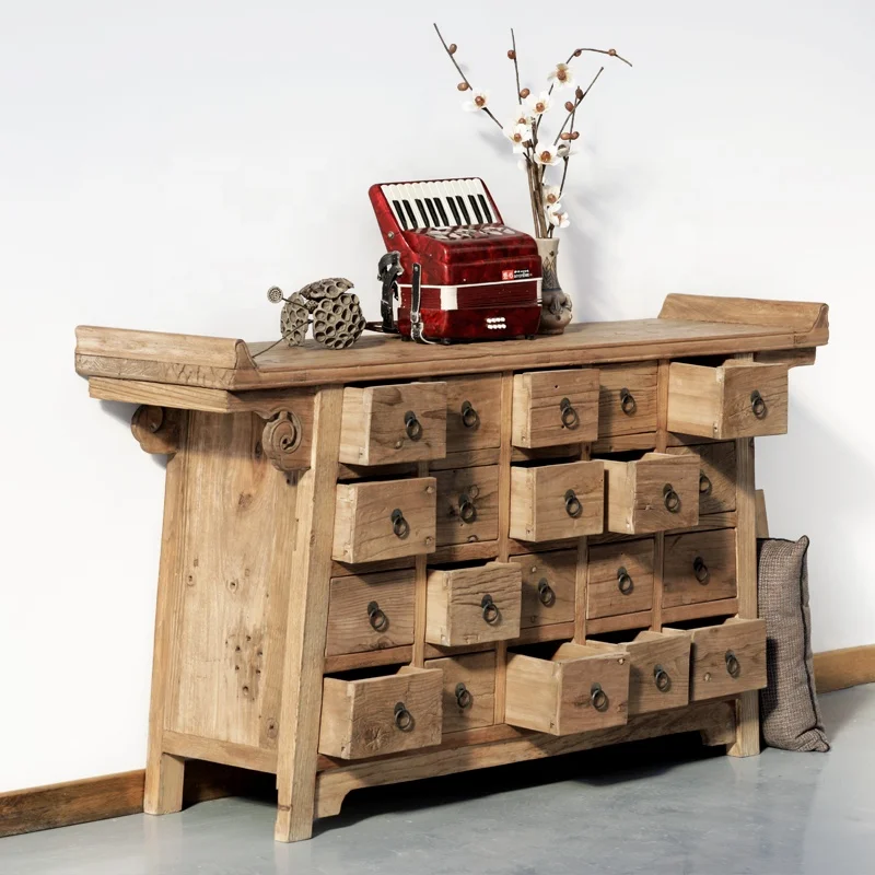 Wooden work reproduction furniture home furniture recycled furniture 20-drawer Reclaimed Rustic Chinese antique cabinet