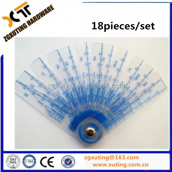 0.05 to 1.5mm Thickness Plastic Metric Filler Feeler Gauge 18 blades/set  Gap Measuring Tool for Measuring Gap
