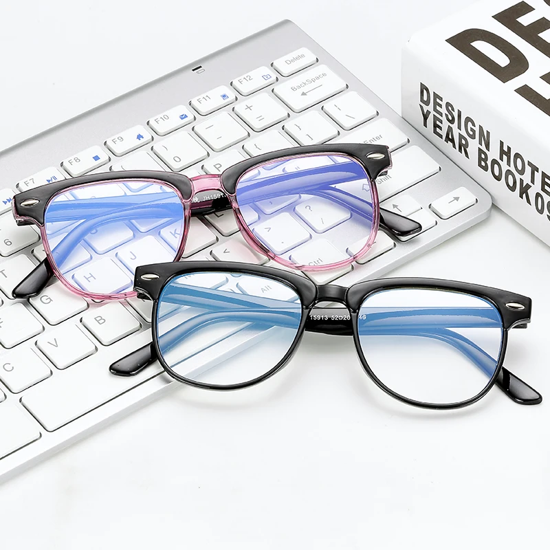 Vintage Half Frame Square Nail Optical Frames Glasses For Women Men