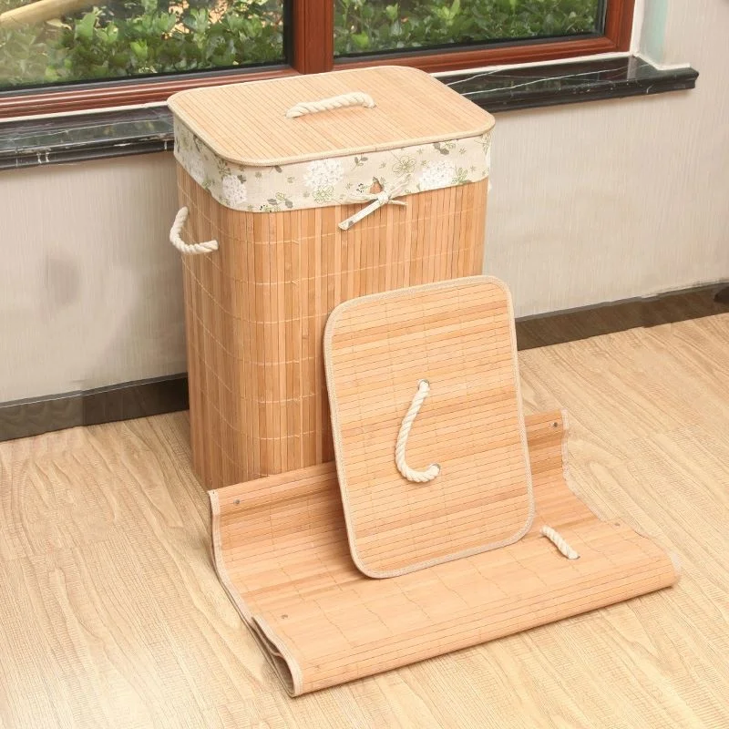 Foldable  Weave Bamboo Laundry Hamper Basket