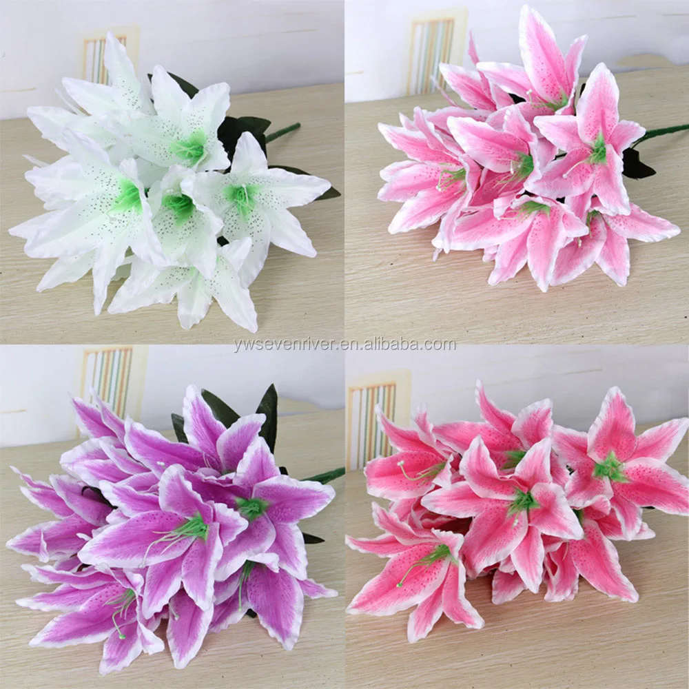 Simulation lily 10 head perfume lily silk flower Artificial wedding home decoration tiger flower