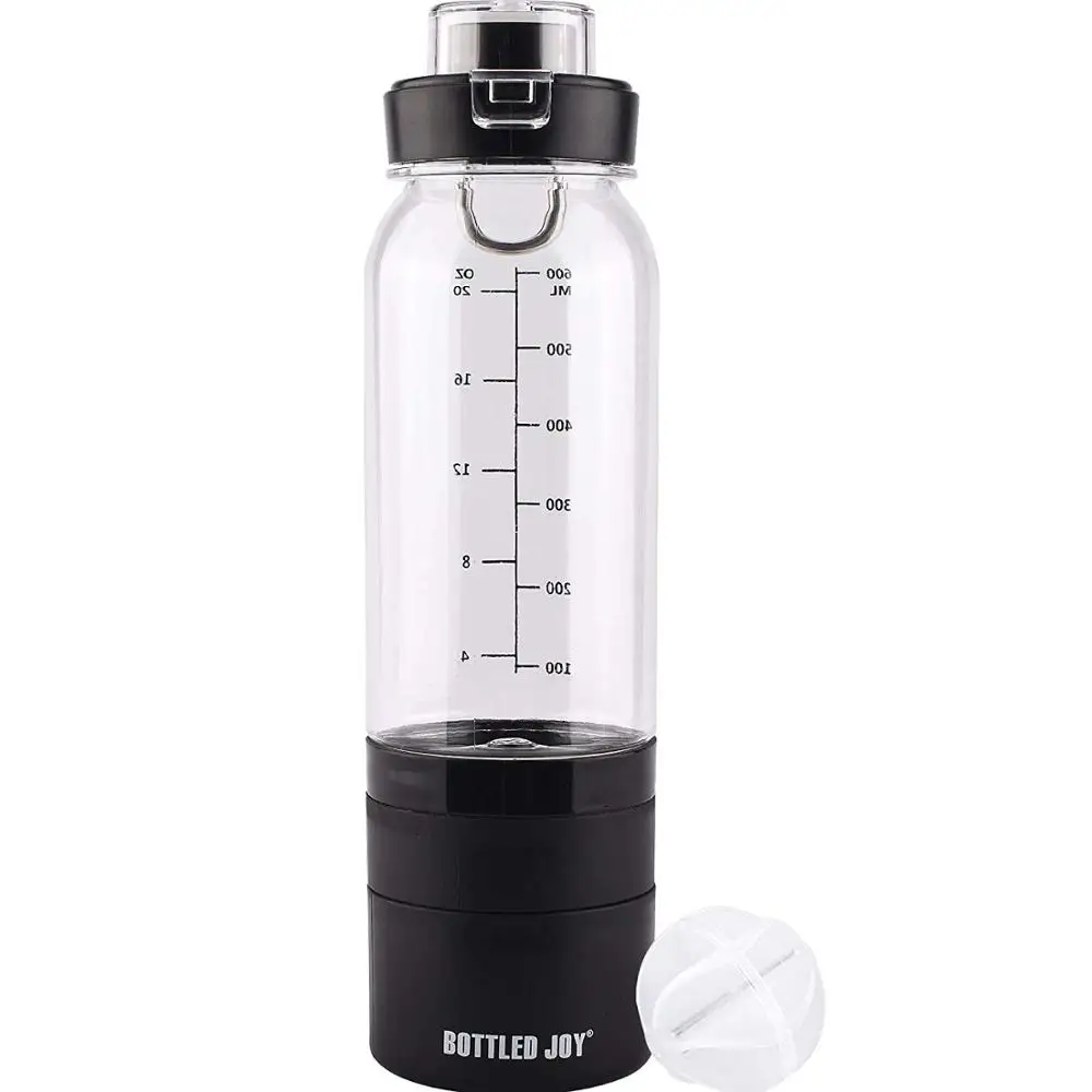 
BPA free tritan water shaker bottle with storage for energy powder protein nutrition shaker bottle for gym come with compartment 