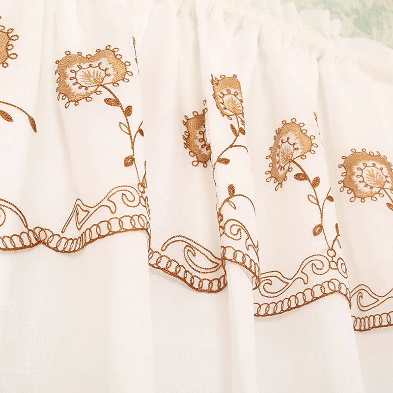 Современная европейская роскошная занавеска из полиэстера с вышивкой и прикрепленными занавесками