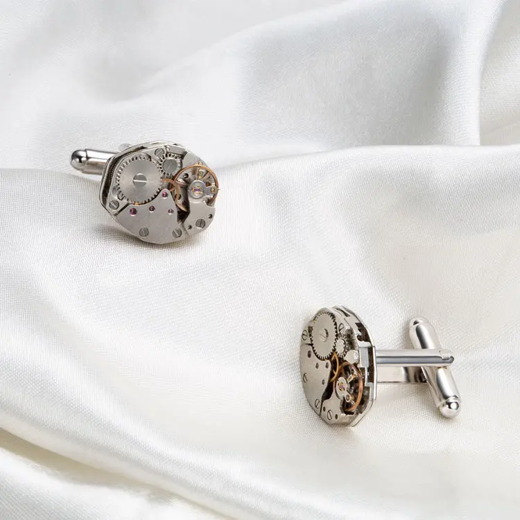 Wholesale Mechanic Cuff Link Marlary Stainless Steel Steampunk Gear Watch Movements Steampunk Cufflinks For Men