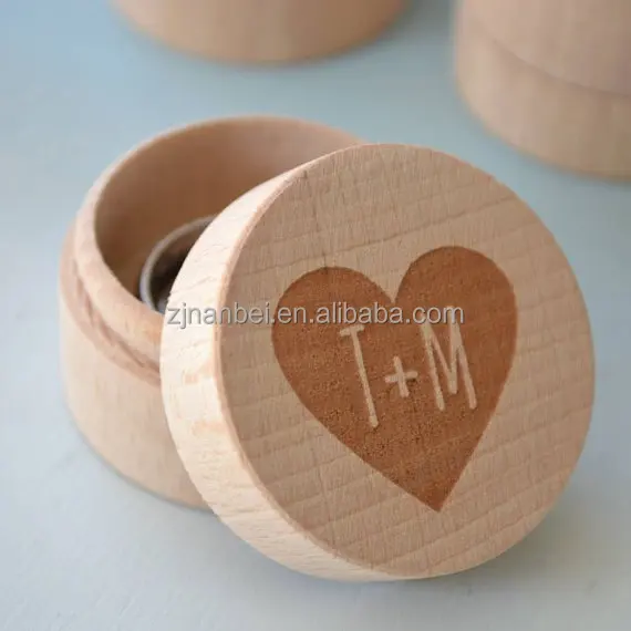 2024 Custom Made Small Cheap Round Wooden Ring Box Wooden Gift Packaging Box