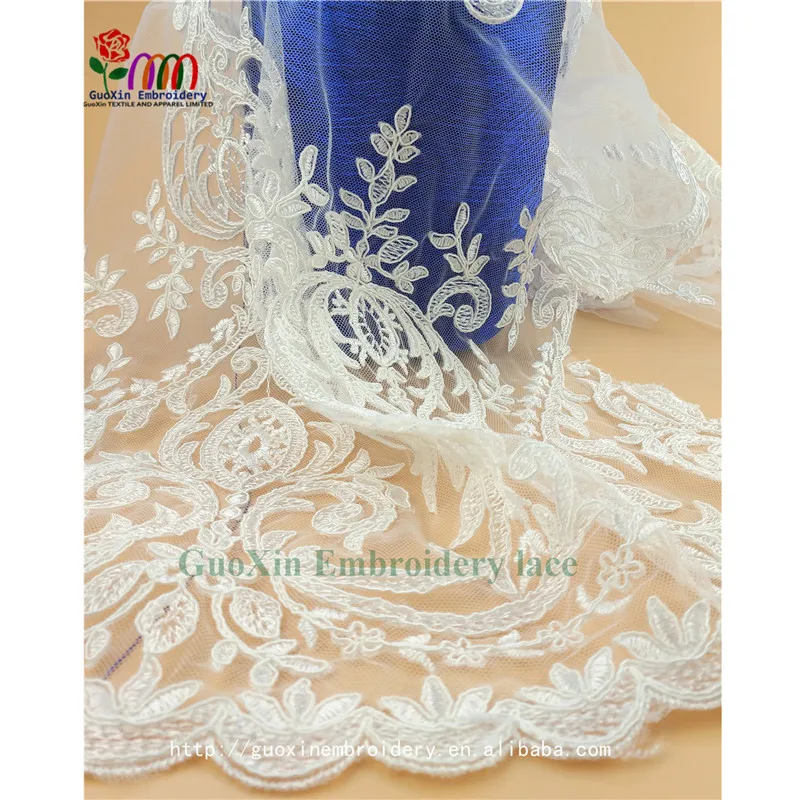 2017 new design cotton indian guipure embroidered lace fabric for wedding dress
