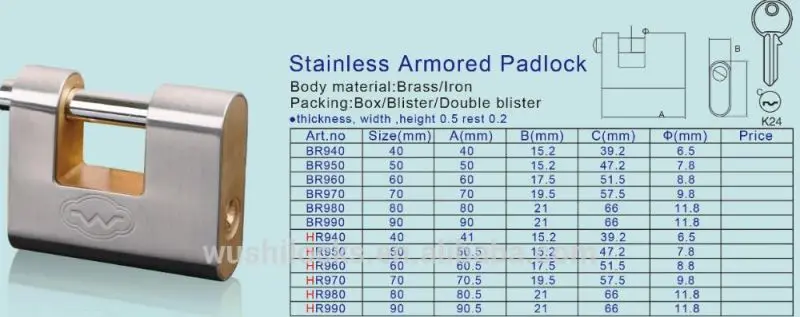 
Wholesale prices trendy style unique design rectangular stainless padlock 