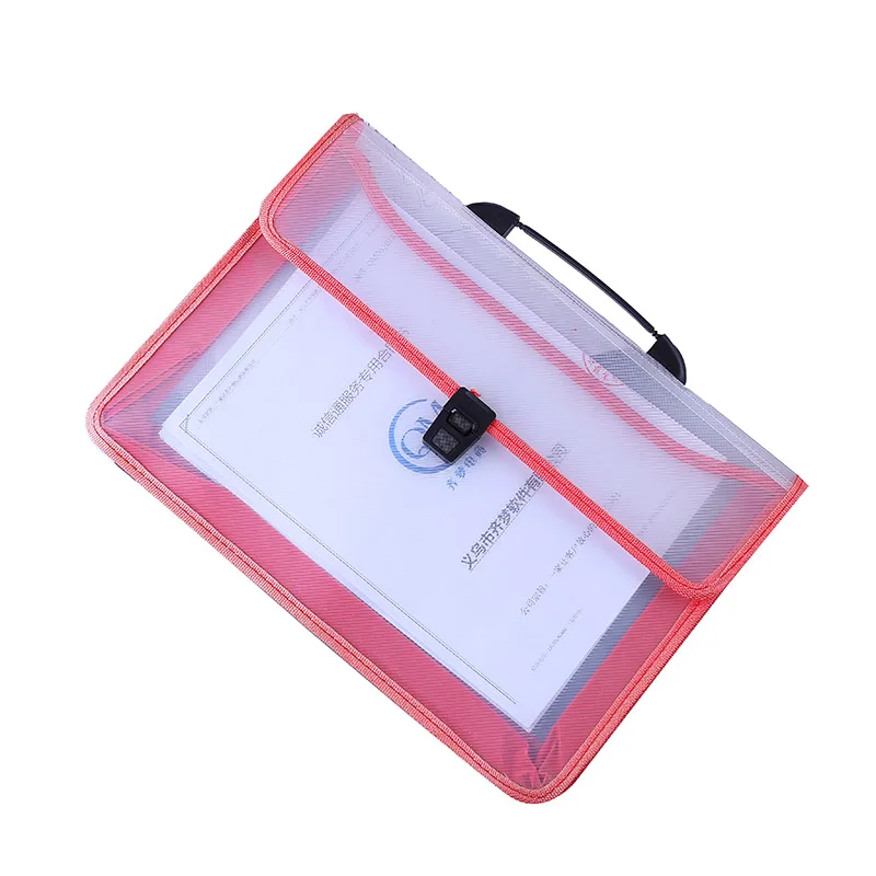 A4 pp document envelope bag plastic file folder with handle and fastener closure