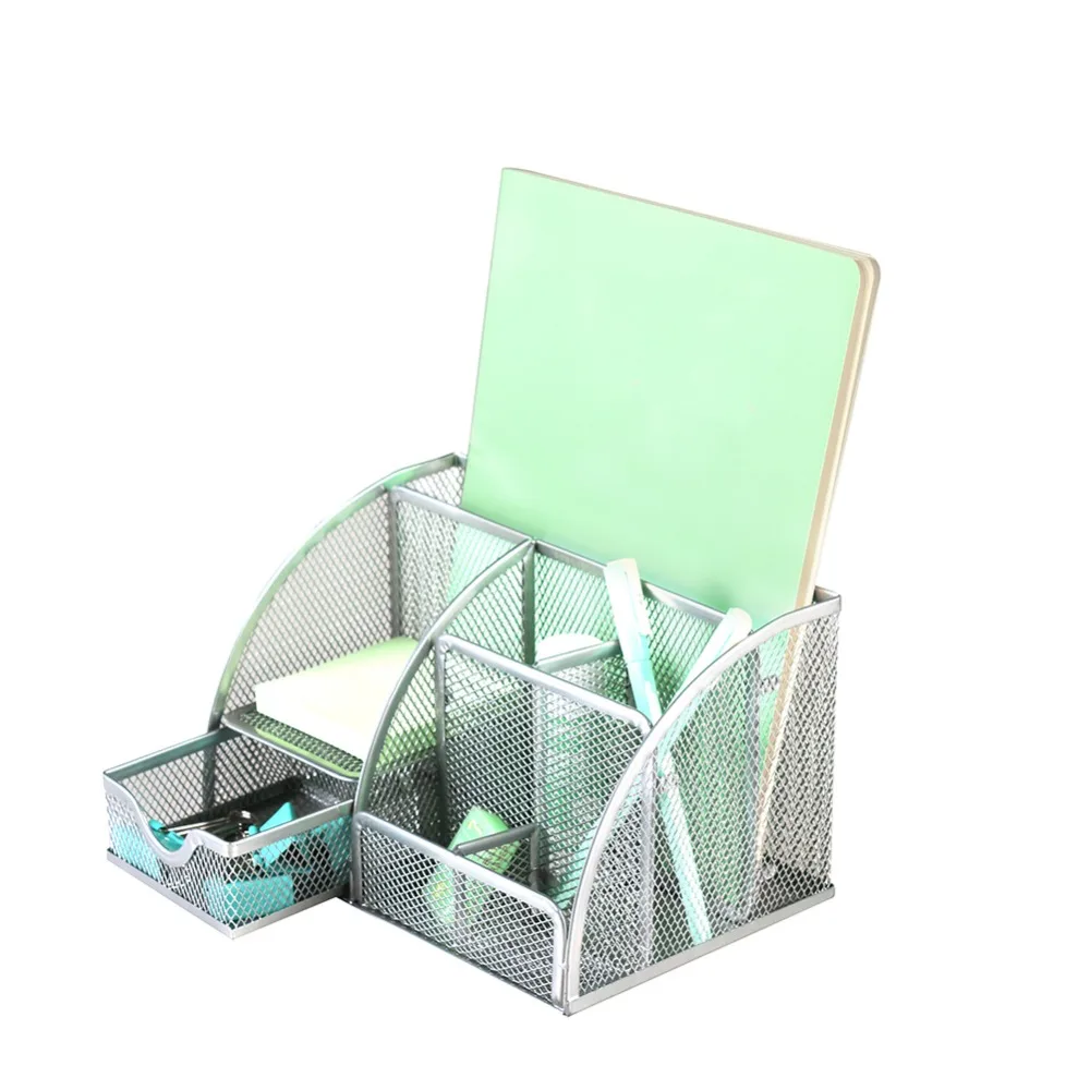 
China Wholesales Office Stationery Multifunction Metal Mesh Desk Organizer 