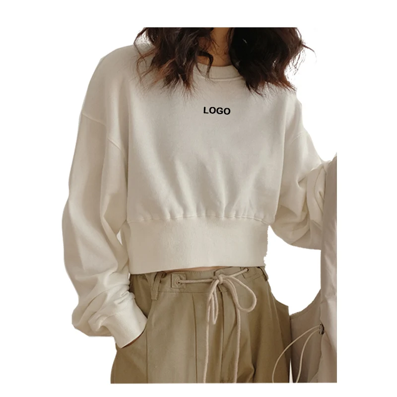 
Custom women printing crop top long sleeve sweatshirt 