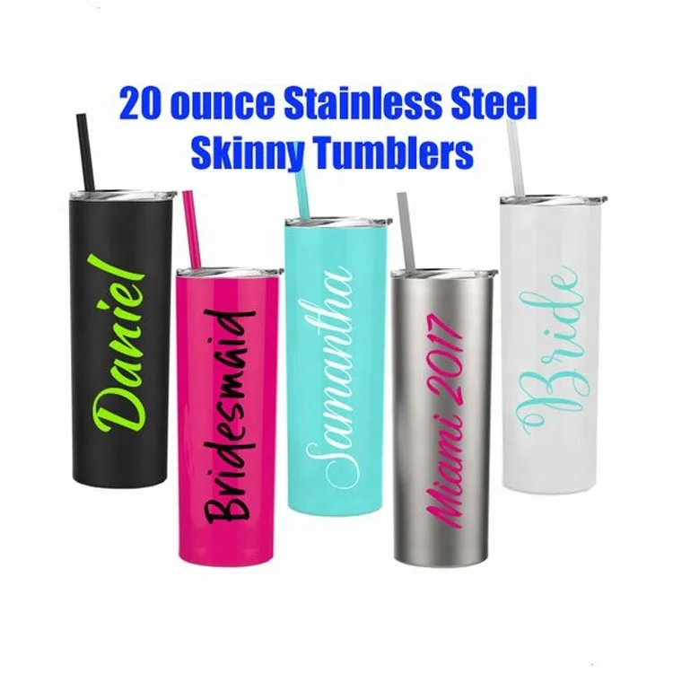20Oz Skinny Stainless Steel Personalized Tumblers W/Splash Proof Lid - 20 Oz Insulated Water Tumbler