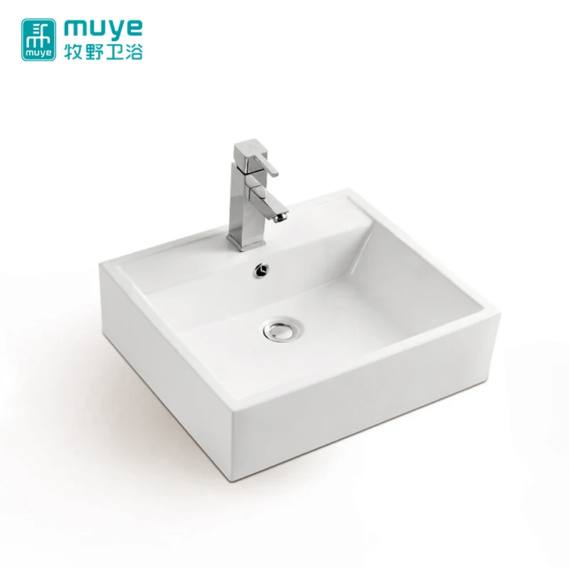 Hand washing basin cheap above counter fixing white single-hole ceramic bathroom sink