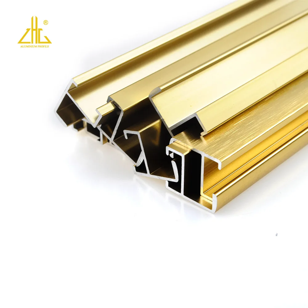 Foshan Factory producing Shiny Brushed Golden aluminium picture frame profiles for picture decoration
