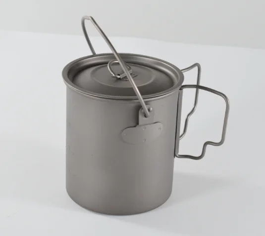 Titanium single-walled cup for one person hiking, camping 750ml-1550ml