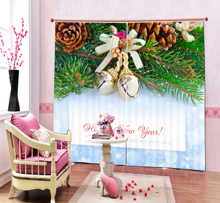 
Christmas Decorative Drapes Hot Sale Custom 3D Photo Printed Bathroom Living Room Window Curtains 