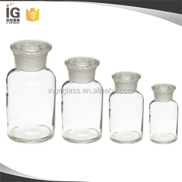 Flint Glass Wide Mouth Reagent Bottle with Ground Glass Stopper