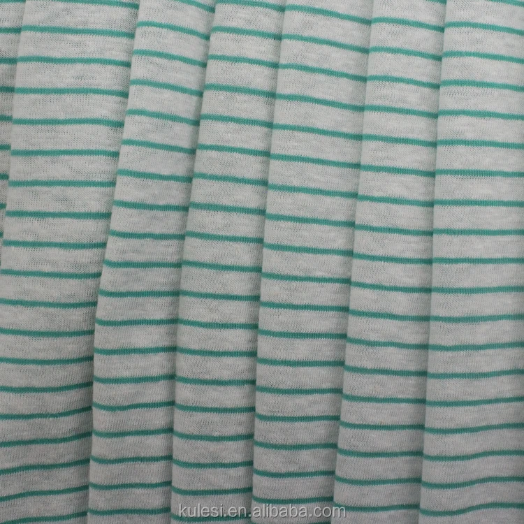 
2020 New Arrival 32S Cotton Linen Stripe Single Jersey Knitted Fabric for T-shirt 