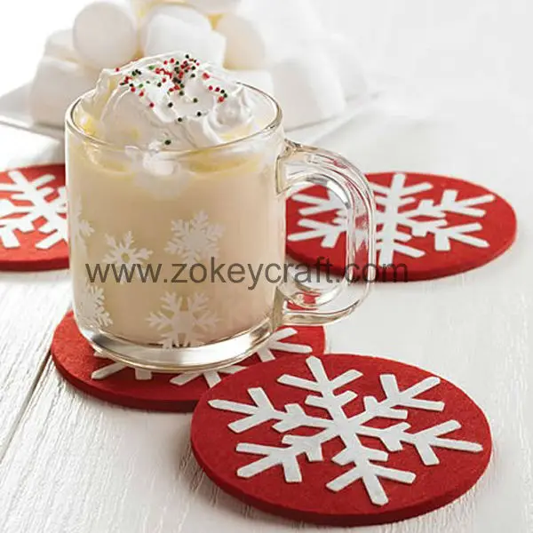 best price Hot Sale 2015 new design Christmas felt table coaster table placemat cup pad table decoration pan holder