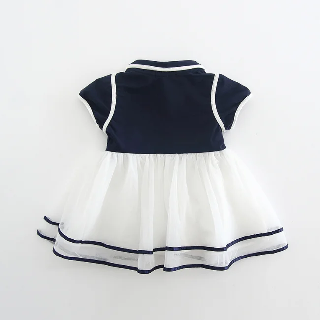 
PHB50411 short sleeve baby girls peter pan collar dress 