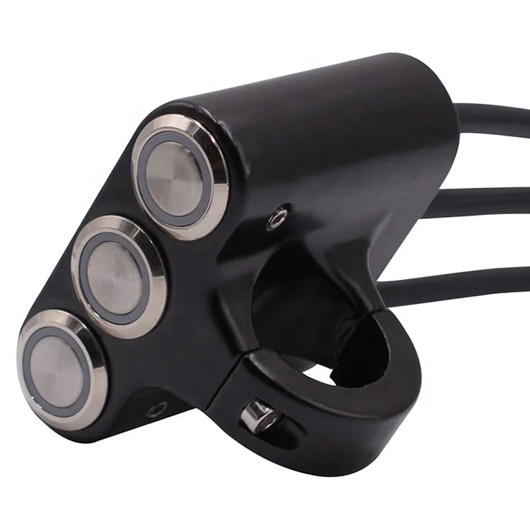 ATV Motorcycle 22mm Handlebar Mount Waterproof Fog Spotlight Self Lock On Off Three Button Control Switch