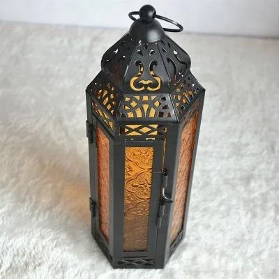 glass Moroccan Style decorative lantern for candle