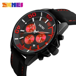 SKMEI 9154 mens luxy three dial genuine leather quartz watch