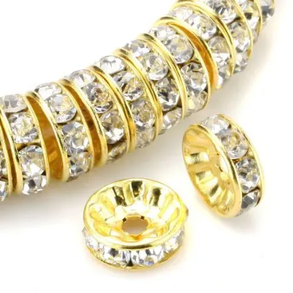 JS1794 Silver gold tone crystal rondelle spacers,rhinestone rondelle spacers,jewelry components