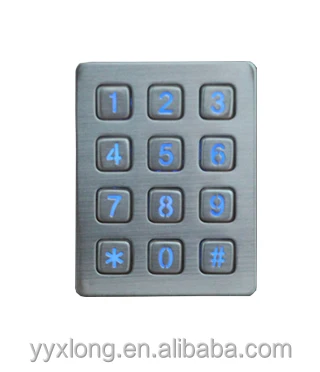 Прочный цифровой подсветкой клавиатуры система контроля доступа синий из светодиодов ключи 3 x 4 дизайн