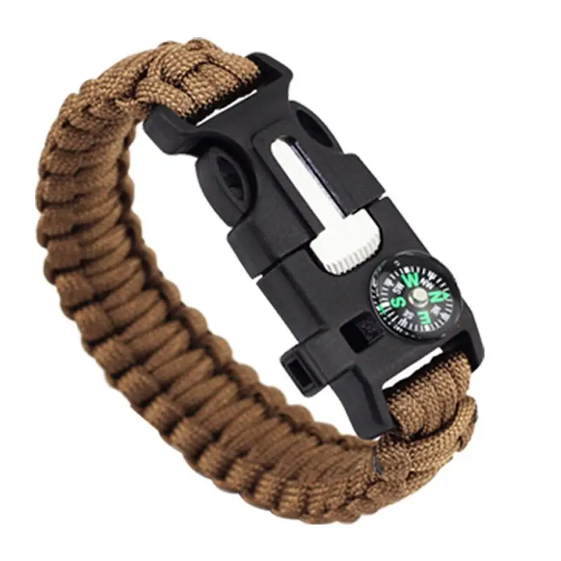 Paracord Bracelet for Outdoor Camping Survival Stylish Bracelet with Fire Starter, Loud Whistle, Compass & Emergency Knife