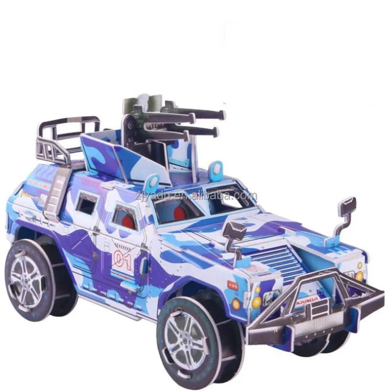 2017 New product educational toy wooden car house shape 3d jigsaw puzzle for kids