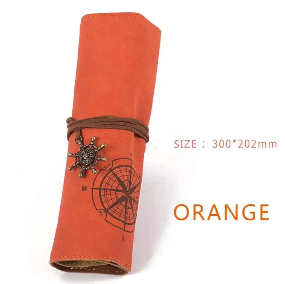 Hot Selling Customization Soft vintage style Roll Foldable Retro Bandage Synthetic Leather Pencil Case for school students