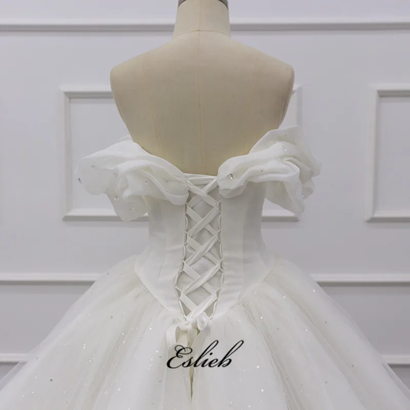 Eslieb JIANG1909 real photo ivory Embellishment sweetheart suzhou glitter wedding dress ball gown