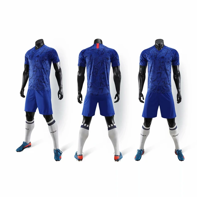 2019 New Season Blue Football Suit Fashion Design Football Uniform