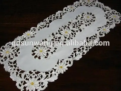 polyester tablerunners with cutwork embroidery and