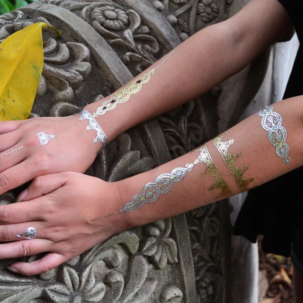 Skin safe metallic golden temporary body gold tattoo sticker