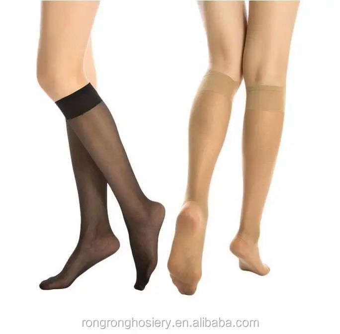 Sexy Black Silk Knee High Stocking Lady Transparent Tube Socks
