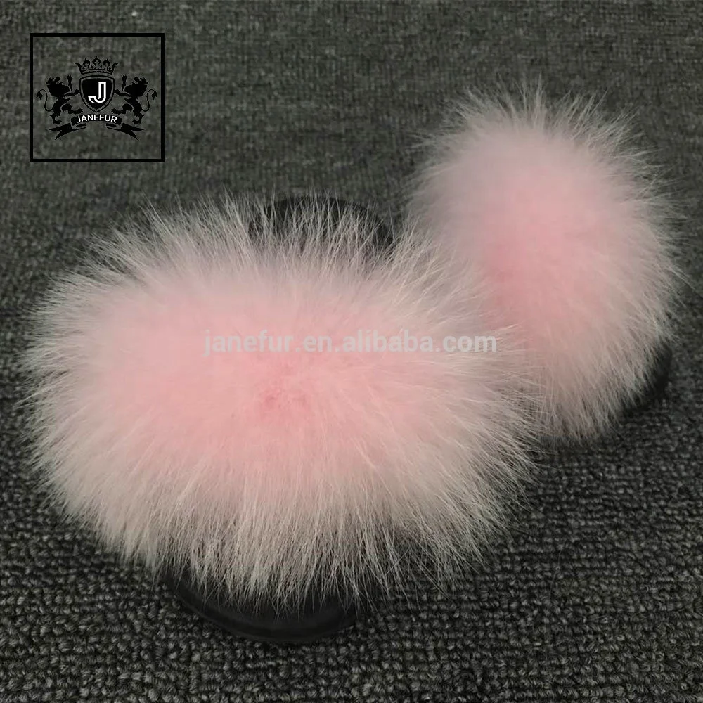 
Hot products pink color kids fur sandals / fur slippers / fur slides 