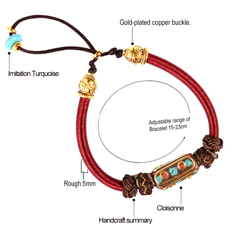 LONGJIE Factory Sales Fashion Design Bohemian Women Retro Bracelet Nepal Sandbeach TIbet Style  Cloisonne Souvenir Jewelry