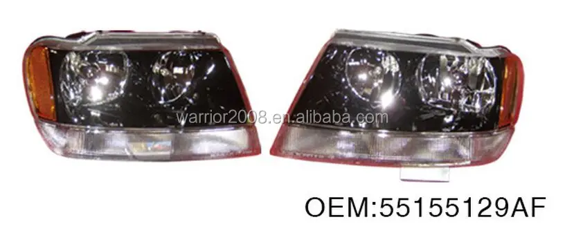 55155129AF 55155128AF HeadLamp headlight for Jeep Grand Cherokee with Park Lamps - Smoked Bezel 2002-2003