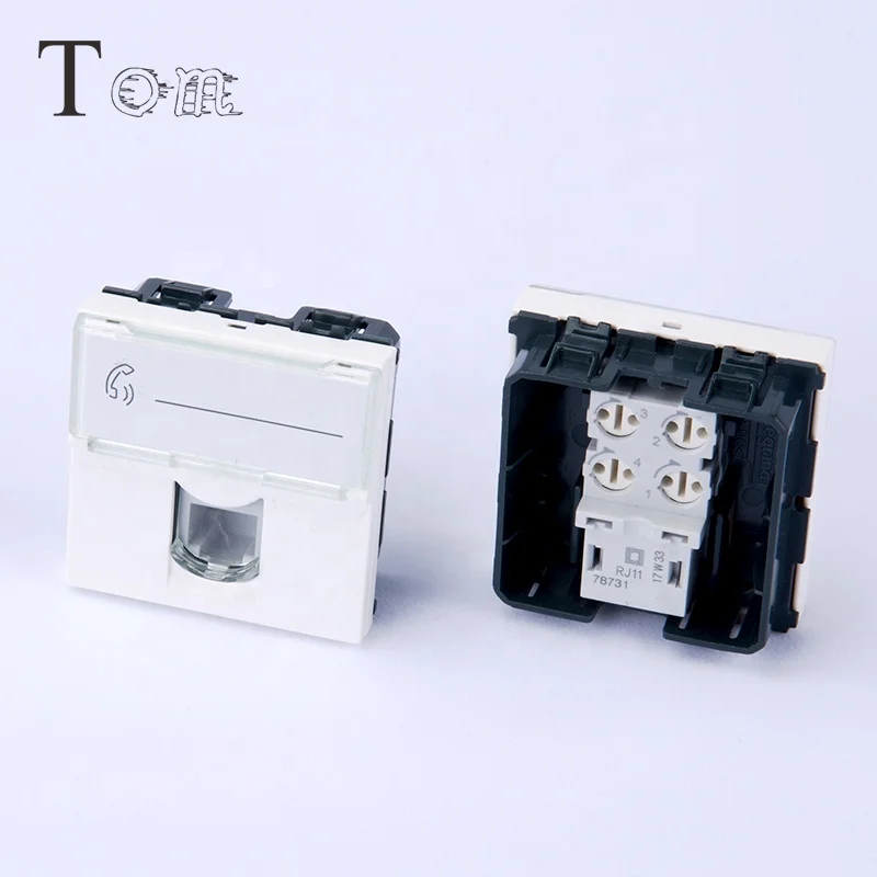 TOM-KJ-L-5 45*45mm french cat3 telecom communication faceplate  RJ11 wall outlet keystone jack legrand style Plate
