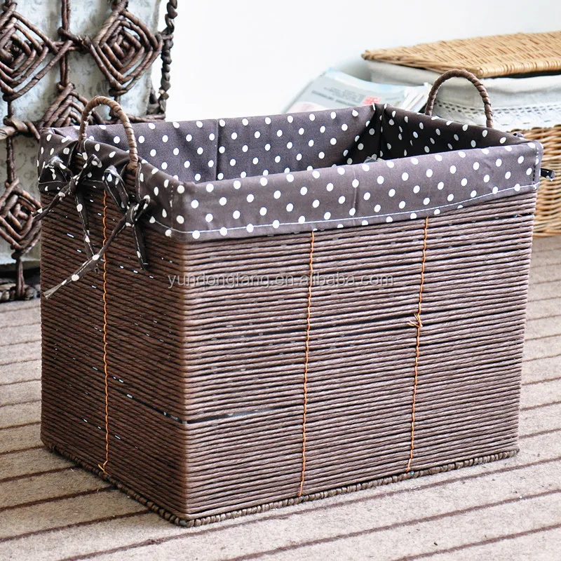 Brown paper woven baskets for books / magazine