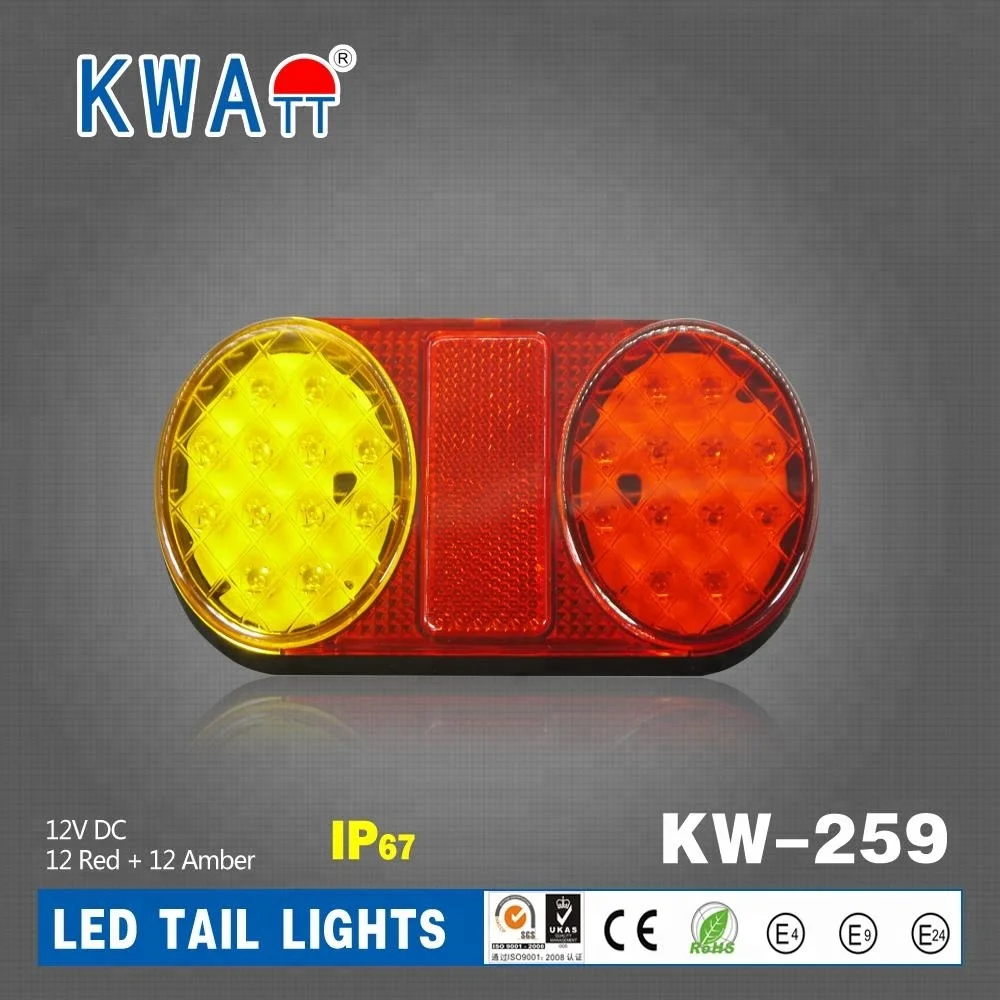 
Factory High Quality 24pcs LEDs12V Oval Vehicle Autostop turn rear TAIL Lights for Truck trailer marine With E-Mark 