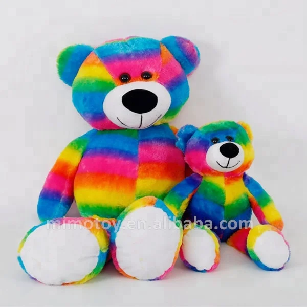 Beautiful Kids Cartoon Giant Plush Toy Rainbow Teddy Bear 2019 Valentine Gift Stuffed Animal Soft Plush Toy Colorful Teddy Bear