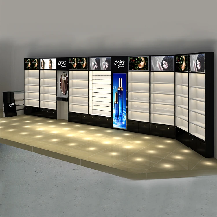 Slap-up cosmetic shop interior design, factory direct sale cosmetic display stand