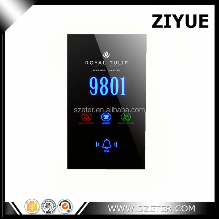 Wired Hotel Room Door Bell Hotel System, D.N.D, MAKE UP, WAITING Door Number Plates For Hotel