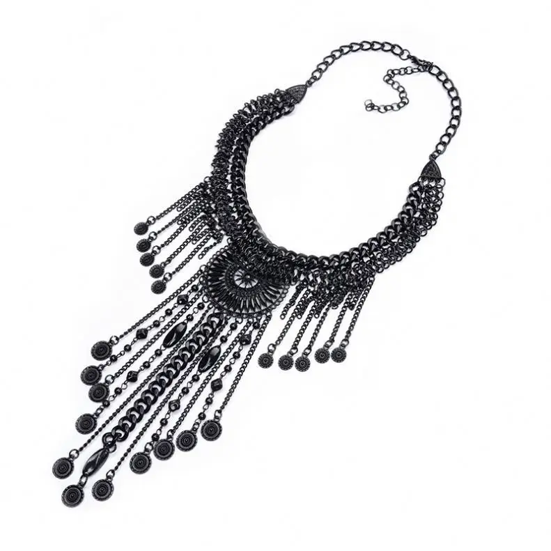 
Multi-Layers Filigree Flower Pendant Statements Chunkys Long Big Collar Necklace 