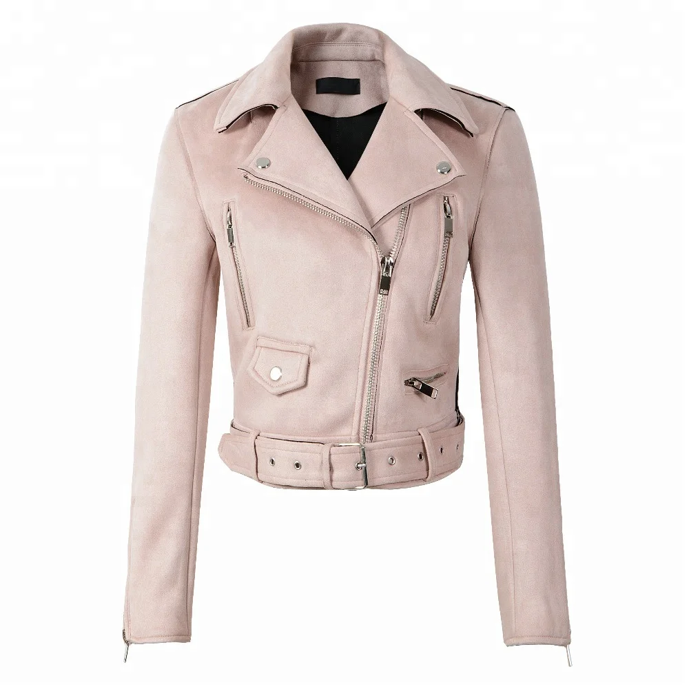 
Wholesale Slim Fit Fashion Yellow Cropped Lady Leather Suede Jackets 