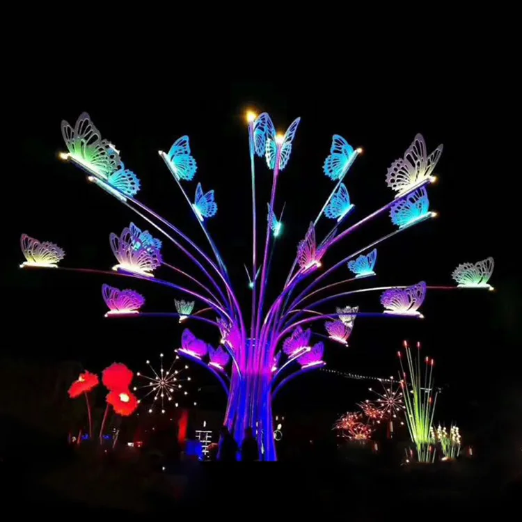 Large size outdoor led street  3D Butterfly Tree Motif Lights for holiday decoration